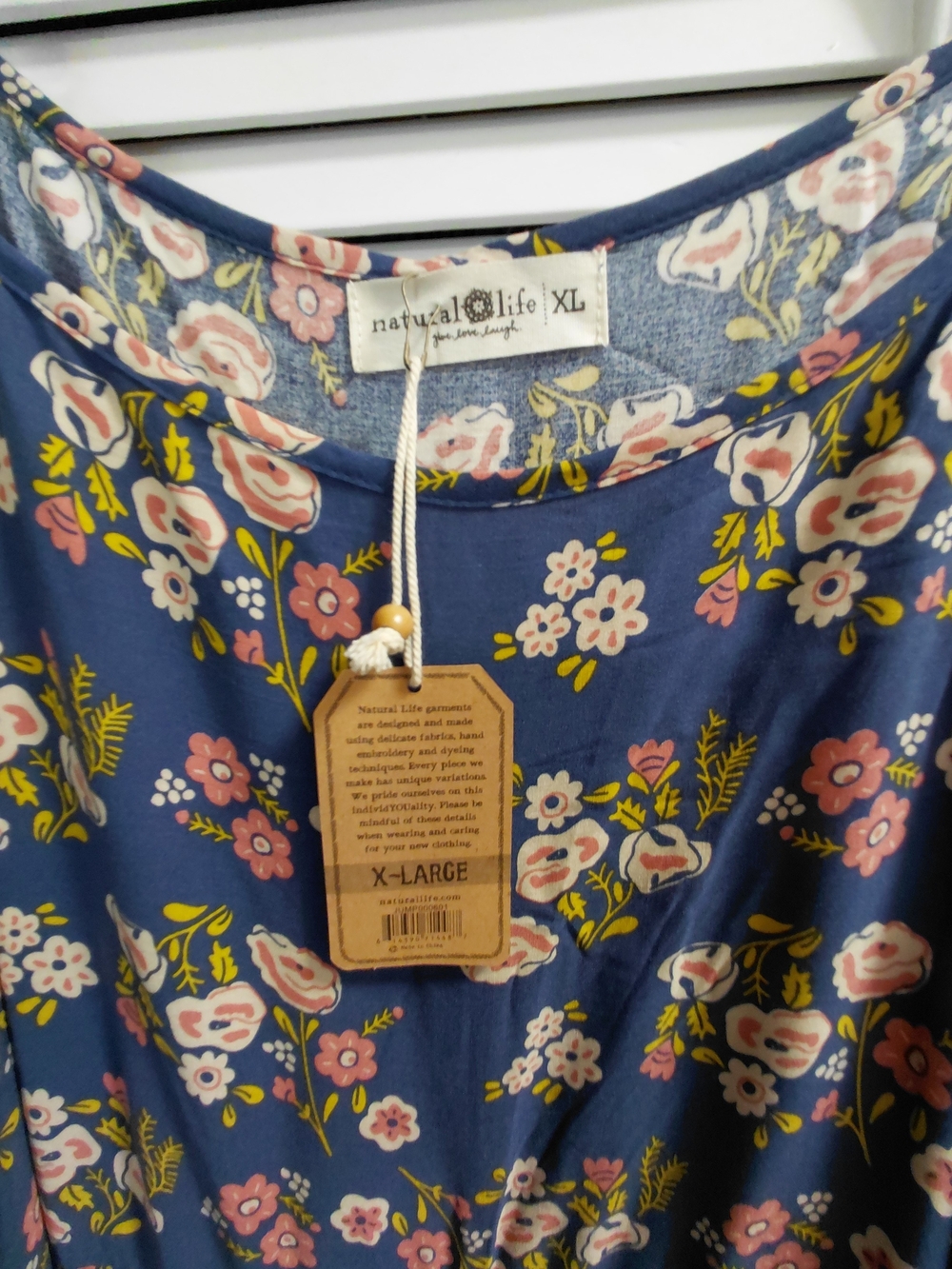 NATURAL LIFE Blue Pink Floral Spaghetti-Strap Wide Leg Jumpsuit Boho Chic - Picture 8 of 11